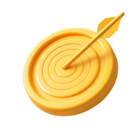 Achieve Your Goals 3D Render of Yellow Target with Arrow on transparent background png