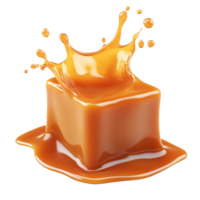 Delicious Caramel Cube Splash Sweet Treat Photography png