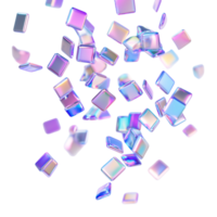 Holographic Cubes Falling Abstract 3D Render of Iridescent Gems png