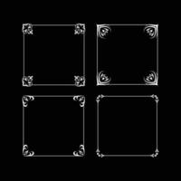 Ornament frame Vintage White Decorative Border Frames element set with black Background vector