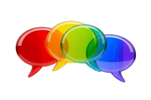 Glossy 3D Holographic Speech Bubble Icon Graphic Vibrant Gradient Color, Transparent Glass Message Icon Rainbow Color png