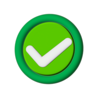 Checkmark tick 3d icon Symbol for Approval, Success, Right and Positive Indication on transparent background. png