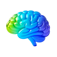 Brain Icon 3d Rendering Gradient Color Glass Effect Icon Modern Artistic Transparent Cut out Background png