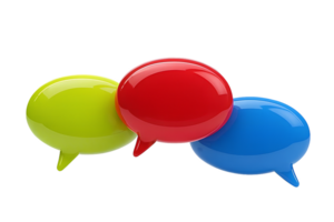 Colorful Speech Bubbles Message Icon glossy 3D render, Representing Communication and Dialogue isolated white background png