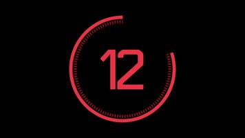 15 seconds red countdown timer suitable for concepts of urgency, time ticking, deadlines, and time management video