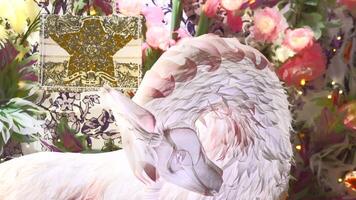 Paper Unicorn with Floral and Lighted Background video