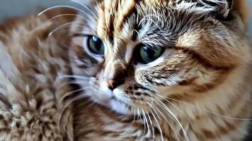 Close Up of a Cute Cat with Soft Fluffy Fur and Bright Eyes Calm and Relaxed Adorable Pet Looking Around Peaceful and Gentle Ideal for Animal Videos Pet Documentaries