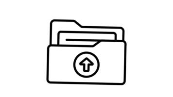 Animated folder with an arrow pointing upwards symbolizing upload video