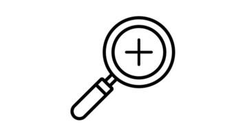Animated a magnifying glass with a plus sign zooms in on details video