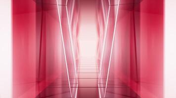 Pink neon tunnel and light background, abstract and technology concept, 3d rendering. video