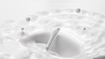 Flowing milk is a bone shape, milk calcium concept, 3d rendering. video