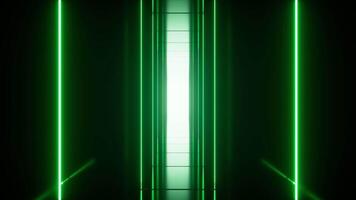 Green neon tunnel and light background, abstract and technology concept, 3d rendering. video