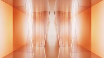 Orange neon tunnel and light background, abstract and technology concept, 3d rendering. video