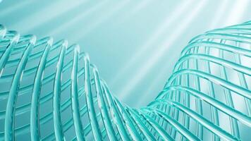 Abstract cyan glass curve background, 3d rendering. video