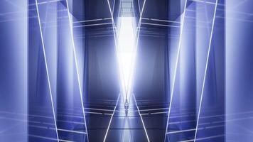 Blue neon tunnel and light background, abstract and technology concept, 3d rendering. video