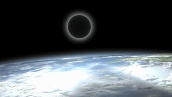 Animation depicting a solar eclipse view from out of atmosphere. video