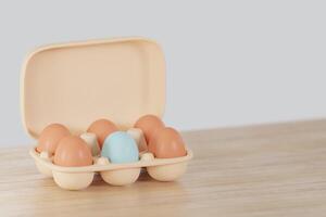 a plastic egg tray with six eggs in it photo
