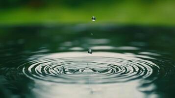 A drop of water falling into a body of the water photo