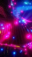 A colorful, neon-like pattern with bright lights and colors. Vertical looped animation video