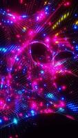 A colorful, abstract design with bright colors and neon lights. Vertical looped animation video
