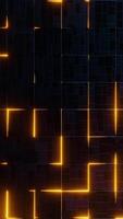A dark background with yellow lines and squares. Vertical looped animation video