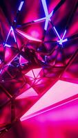 Flight through a tunnel of glowing triangles. Vertical looped animation video