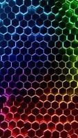 A colorful background with a pattern of hexagons. Vertical looped animation video