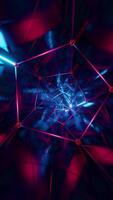 A red and blue abstract tunnel with a lot of lights. Vertical looped animation video