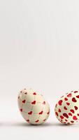 Rolling Heart-Patterned Eggs on White Background. Vertical looped animation video