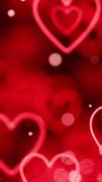 Romantic Red Hearts Background with Floating Motion. Valentine's day. Vertical looped animation video