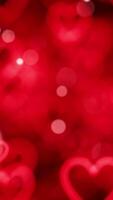 Red Heart Bokeh Loop Animation. Valentine's day. Vertical looped animation video