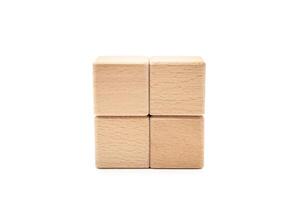 4 Wooden blocks isolated on white background. Clipping path included. free space for business concept template and banner. photo