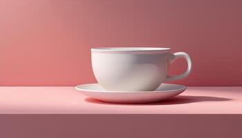 Generated image.3D rendered white coffee cup isolated on soft pink background with smooth lighting photo