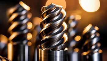 Generated image. High precision metal part spinning on a modern lathe in an industrial workshop photo