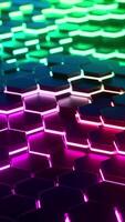 Colorful background with many hexagons moving waves. Vertical looped animation 04 video