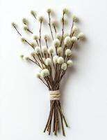 Rustic bouquet bound with jute string photo