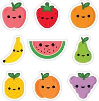 Smiling Fruit Characters with Happy Faces vector
