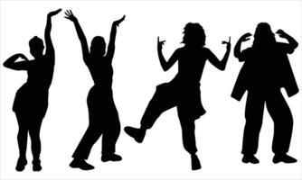 silhouettes set of dancing girl on a white background vector