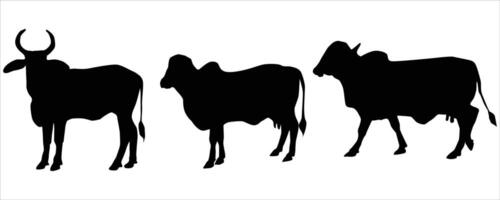 cow silhouette stand on a row vector