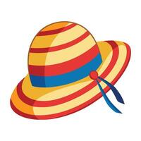 Striped beach hat in vibrant colors for summer and vacation themes vector