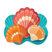 Bright seashell collection in warm tones for beach or ocean designs vector