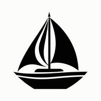 Stylized sailing boat icon in minimal silhouette design vector
