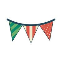 Tri-color bunting flag string illustration for parties and decor vector