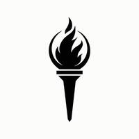Classic flaming torch symbol with fire detail and bold shape vector