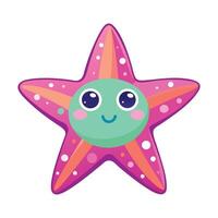 Smiling cartoon pink starfish character for kids and marine fun themes vector