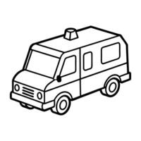 Outlined camper van or RV icon for travel and adventure illustrations vector