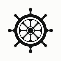 Ship wheel silhouette used for navigation and nautical designs vector