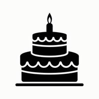Two-layer birthday cake with candle in silhouette form vector