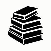 Stack of books icon in bold silhouette design vector