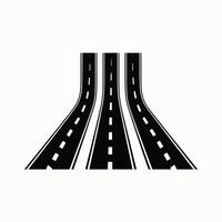 Highway Road Icon Set Black Silhouette Collection for Transportation and Infrastructure vector